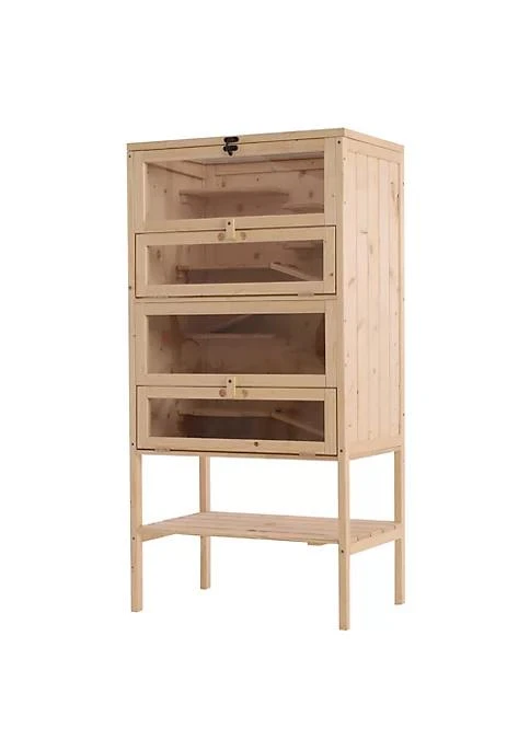 商品PawHut|5 Tier Fir Wood Hamster Cage Mouse Rats Small Animals Play House Exercise Activity Center Natural,价格¥1325,第2张图片详细描述