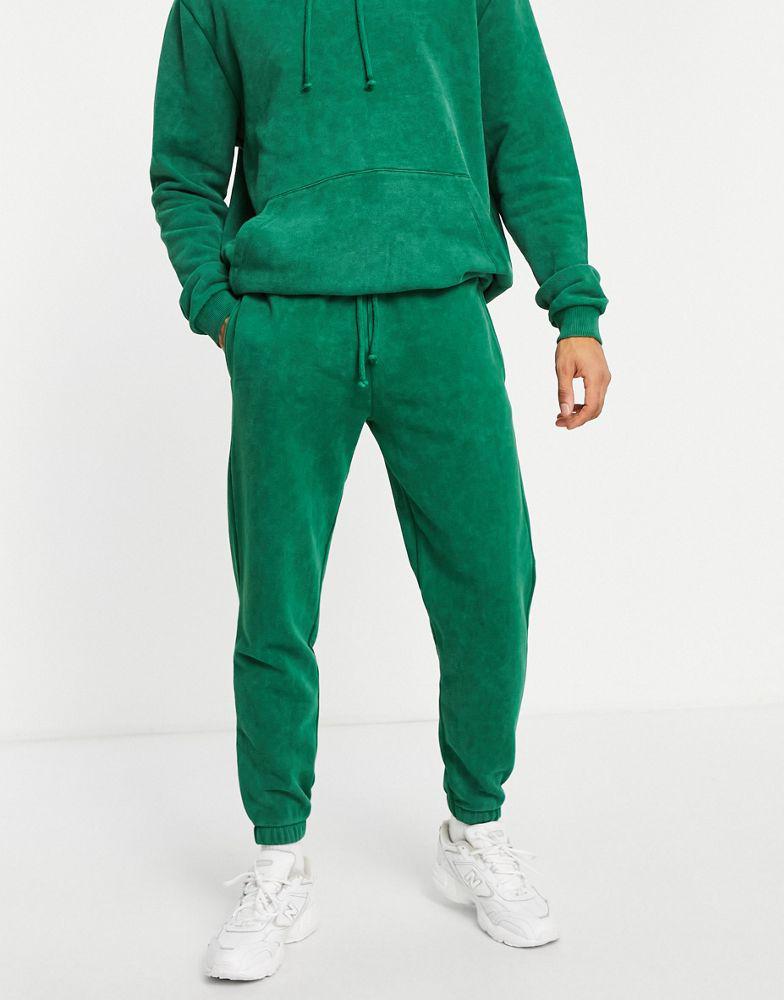ASOS DESIGN co-ord tapered joggers in green vintage wash商品第2张图片规格展示