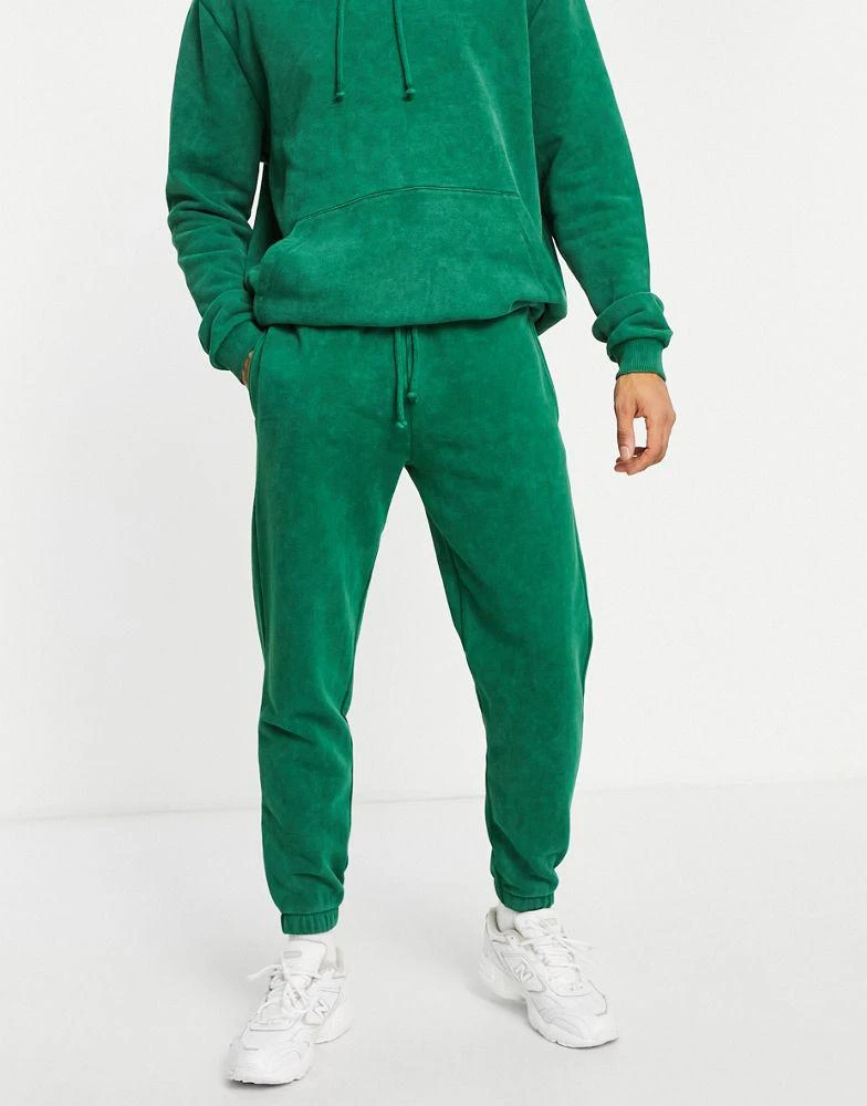 商品ASOS|ASOS DESIGN co-ord tapered joggers in green vintage wash,价格¥146,第2张图片详细描述