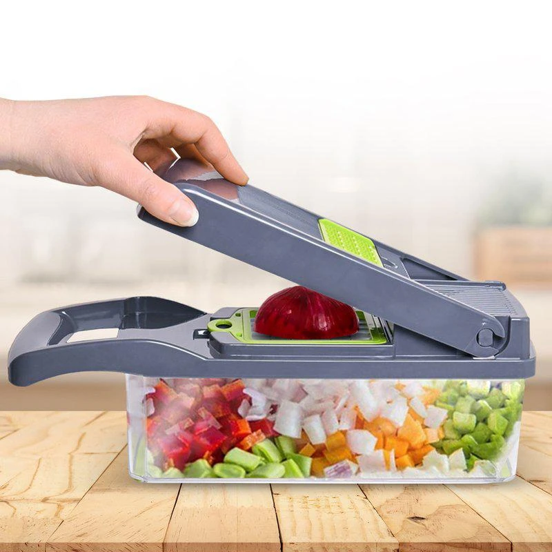 商品Cheer Collection|Vegetable Chopper with Container 10 in 1 Food Slicer Vegetable Cutter with 8 Blades,价格¥250,第2张图片详细描述