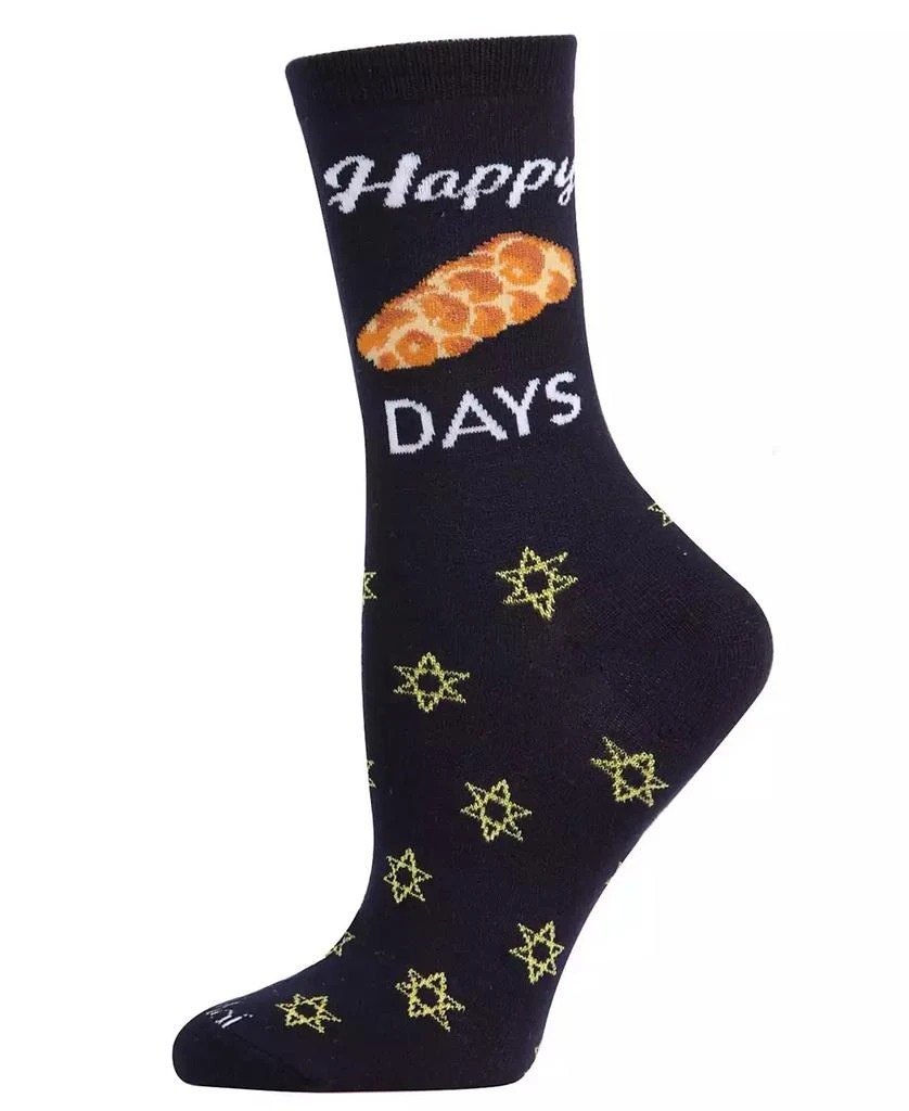 商品Memoi|Women's Happy Challah Days Holiday Crew Socks,价格¥45,第1张图片
