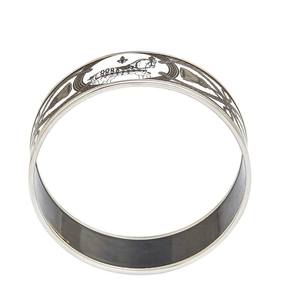 商品[二手商品] Hermes|Hermès White Grand Apparat Enamel Palladium Plated Wide Bangle Bracelet M,价格¥2629,第4张图片详细描述