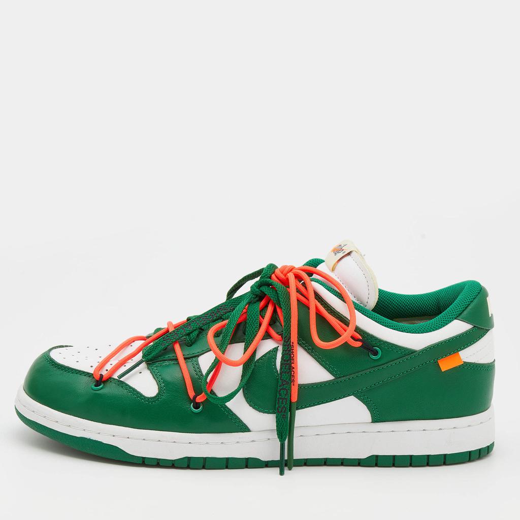 Off-White x Nike Green/White Leather Dunk Low Top Sneakers Size 46商品第1张图片规格展示