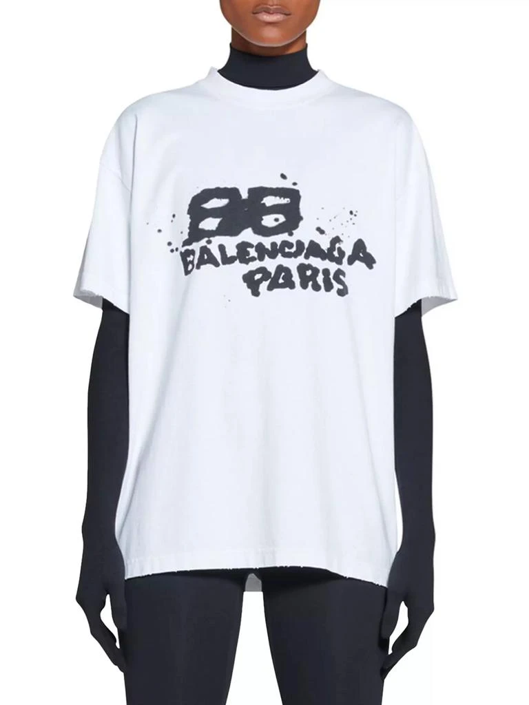 商品Balenciaga|Hand Drawn BB Icon T-shirt Medium Fit,价格¥3556,第5张图片详细描述