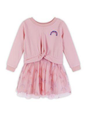 Little Girl's & Girl's Twist Front Sweatshirt Dress商品第1张图片规格展示