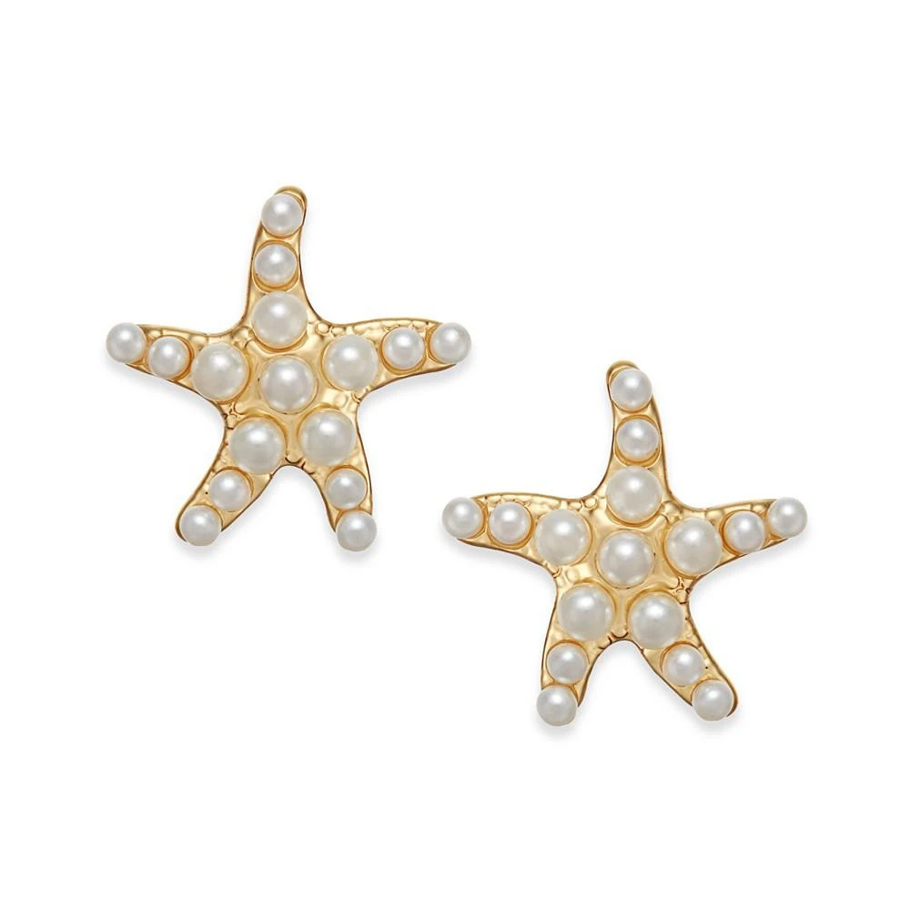 商品Charter Club|Gold-Tone Imitation Pearl Star Stud Earrings, Created for Macy's,价格¥30,第1张图片