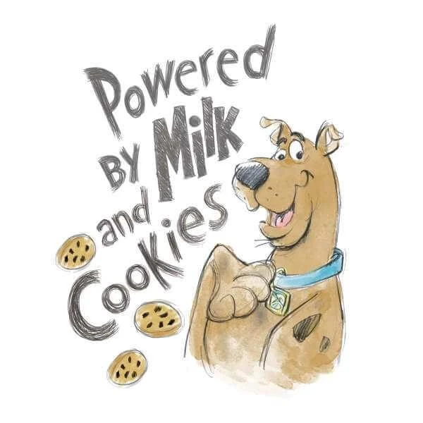 商品Original Hero|Scooby Doo Powered By Milk And Cookies Men's T-Shirt - White,价格¥169,第2张图片详细描述