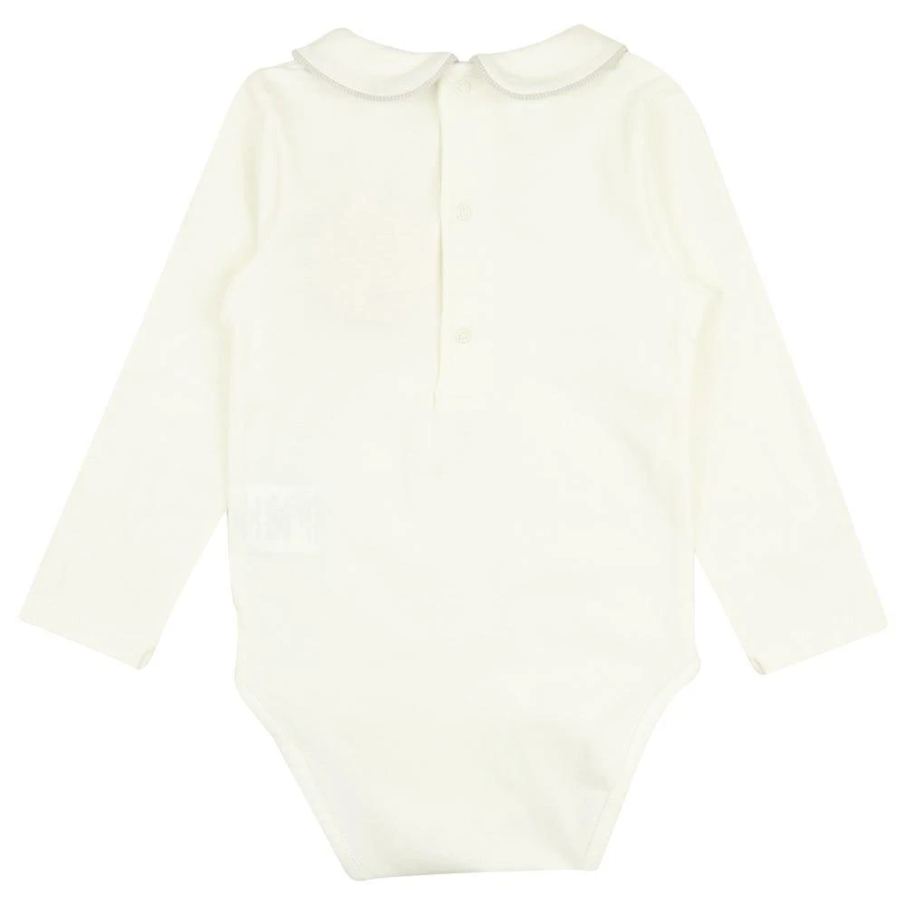 商品Patachou|White & Grey Trim Long Sleeve Bodysuit & Shortie Dungarees Set,价格¥201,第4张图片详细描述