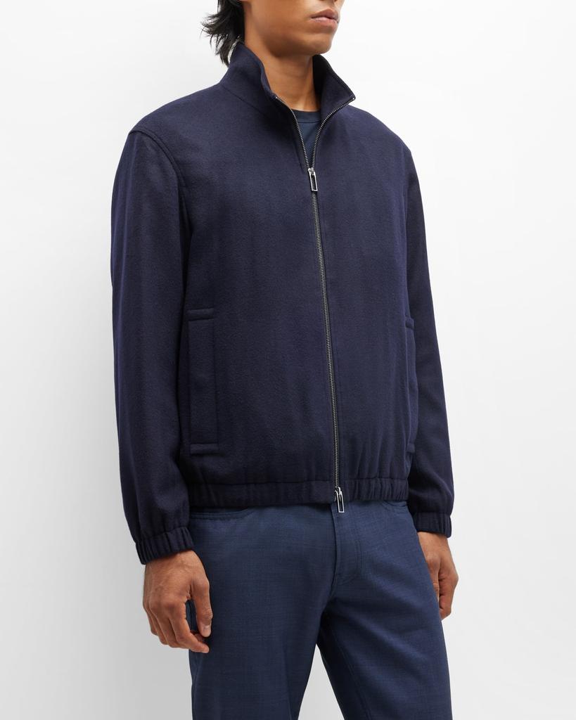Men's Wool-Cashmere Zip Bomber Jacket商品第1张图片规格展示