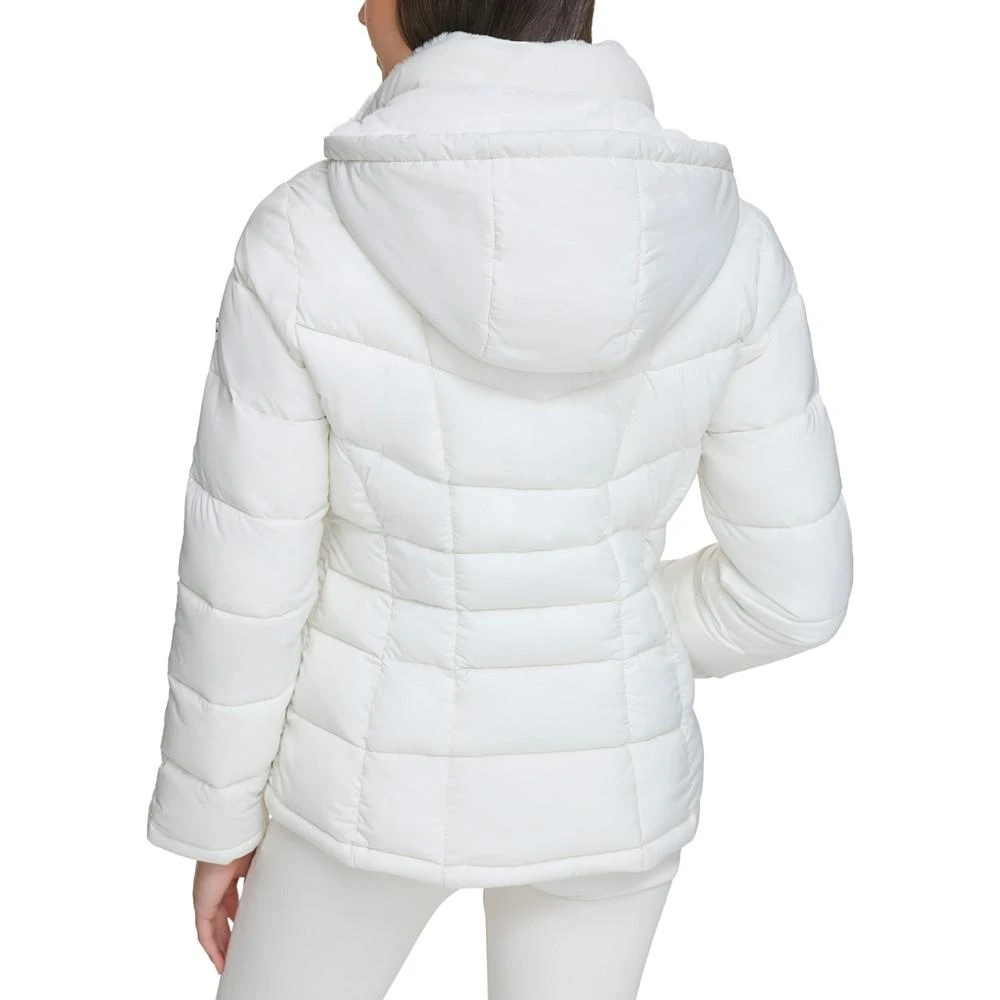 商品Calvin Klein|Women's Petite Faux-Fur-Trim Hooded Puffer Coat, Created for Macy's,价格¥732,第2张图片详细描述