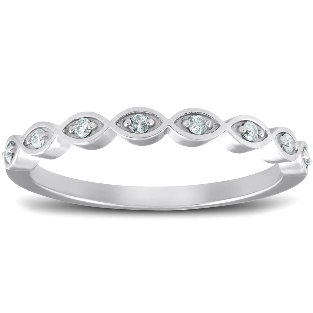 商品Pompeii3|Diamond Wedding Ring Womens Stackable 10k White Gold Anniversary Band,价格¥1310,第1张图片