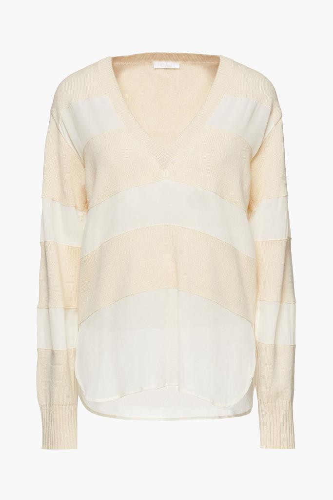 商品Chloé|Paneled wool and silk-blend sweater,价格¥3027,第1张图片