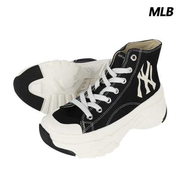 商品MLB|【SAvenue】MLB 新款Chunky High NY舒适厚高休闲帮帆布鞋 黑色 男女同款(提示：保税仓货品一人不可超过5单)32SHU1-111-D-50L LY,价格¥288,第1张图片