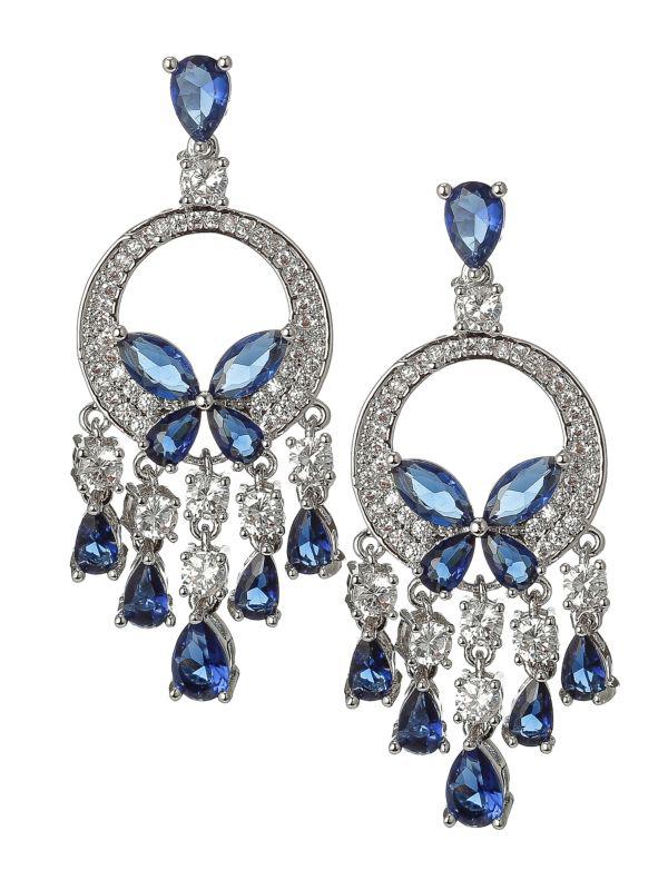 Eye Candy LA Luxe Lights Silvertone & Blue & White Crystal