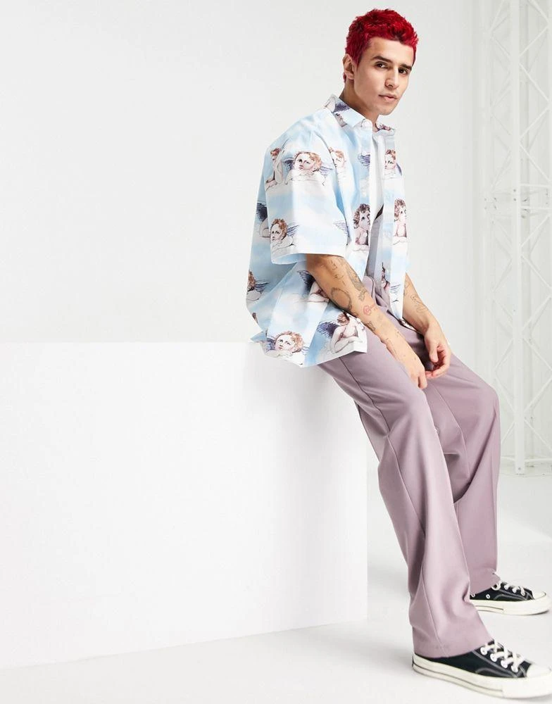 商品ASOS|ASOS DESIGN boxy oversized shirt in cherub print,价格¥135,第4张图片详细描述