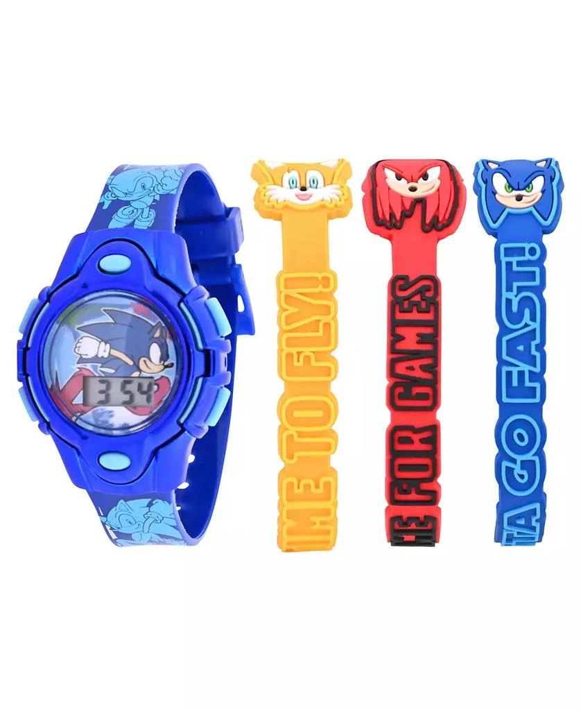 商品Accutime|Kids Unisex Sega Sonic the Hedgehog Blue Silicone Strap Watch 35.5mm Set,价格¥150,第1张图片