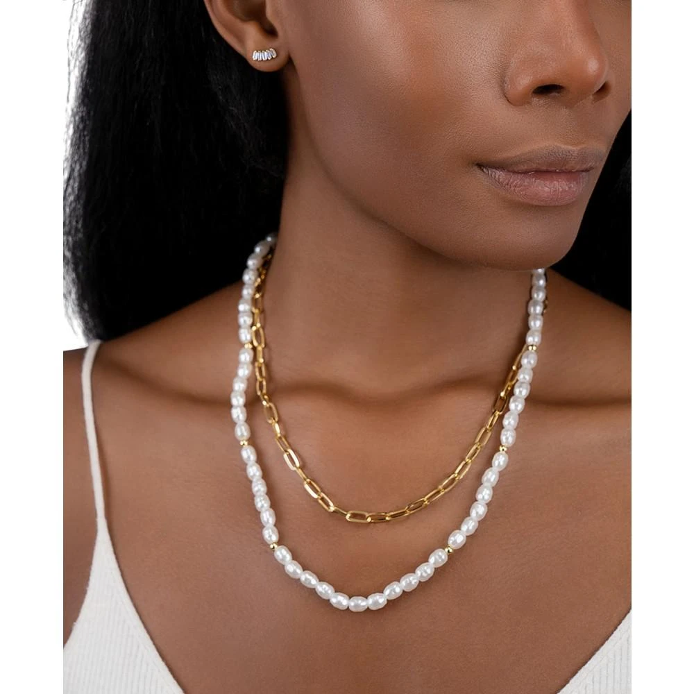 商品ADORNIA|Gold-Tone Imitation Pearl & Paperclip Two-Row Layered Necklace, 17" + 3" extender,价格¥217,第2张图片详细描述