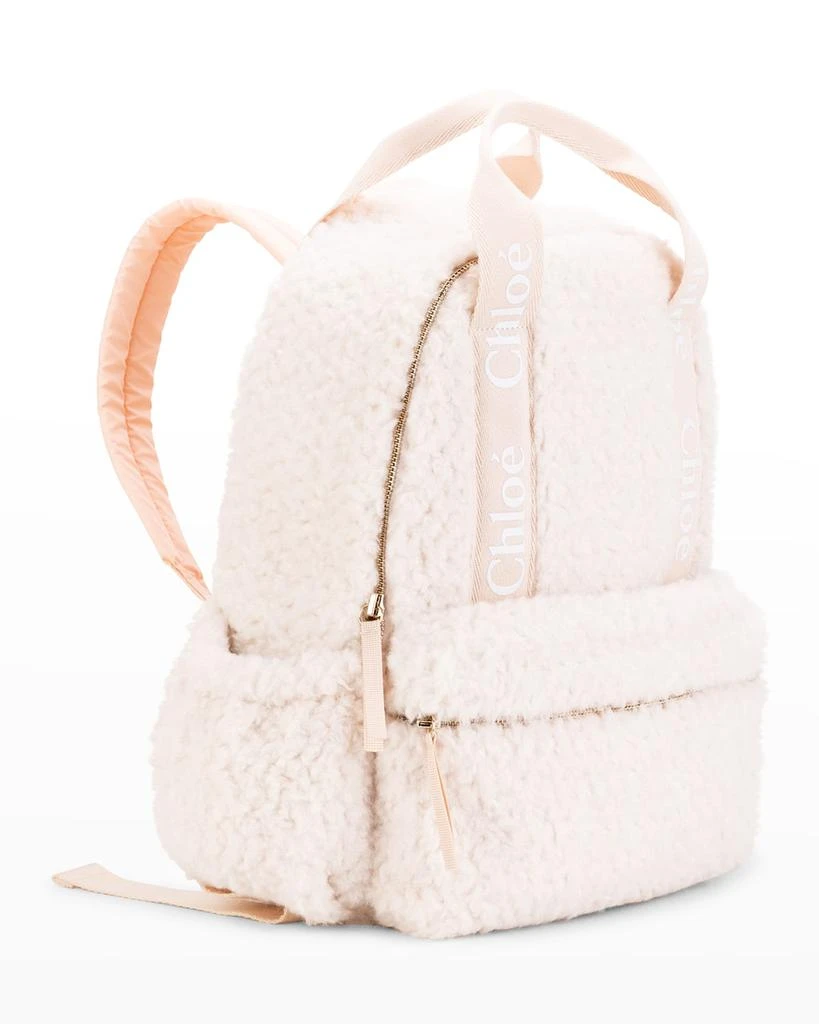 商品Chloé|Kid's Faux Shearling Logo-Strap Backpack,价格¥1895,第2张图片详细描述