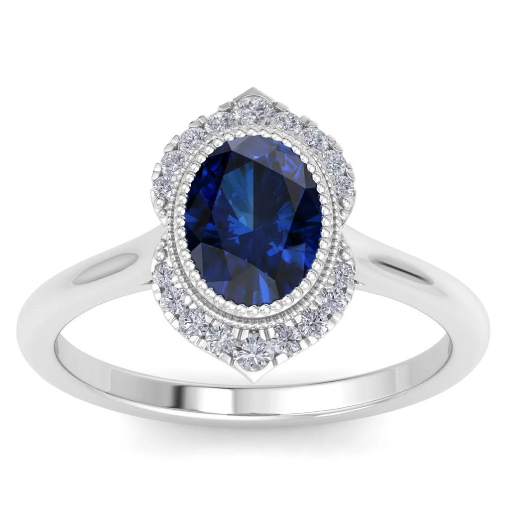 商品SSELECTS|1 3/4 Carat Oval Shape Sapphire And Diamond Ring In 14K White Gold,价格¥10233,第1张图片