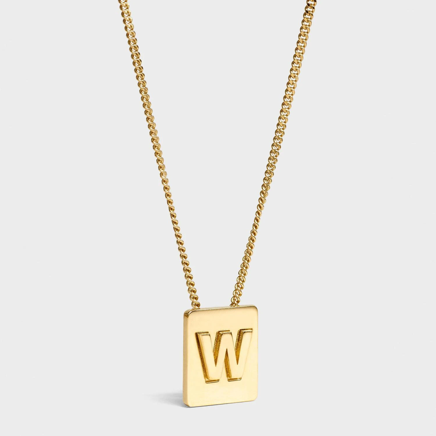 商品Celine|【预售】 赛琳 25春夏 女士 项链 ALPHABET金色饰面字母W黄铜项链 46N0W6BRA.35OR ,价格¥3708,第1张图片