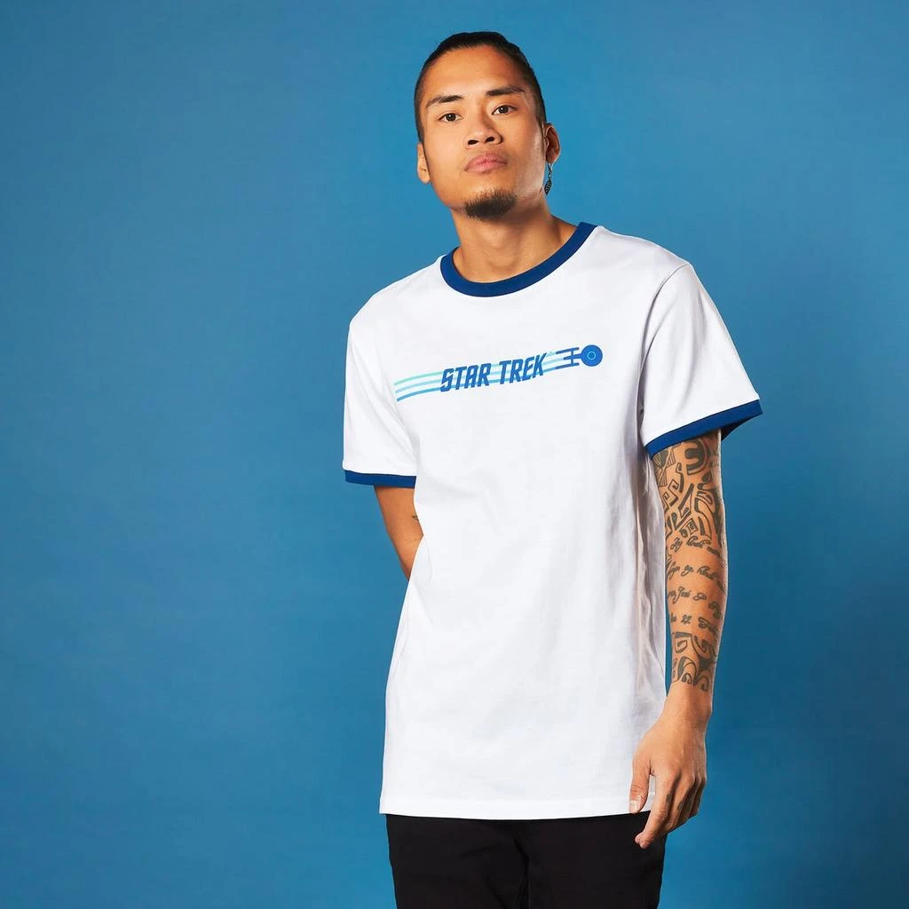 商品Original Hero|Star Trek Enterprise Logo T-shirt - White / Blue Ringer,价格¥170,第2张图片详细描述