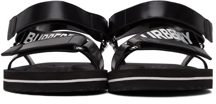 商品Burberry|SSENSE Exclusive Black Leather Patterson Flat Sandals,价格¥3340,第2张图片详细描述