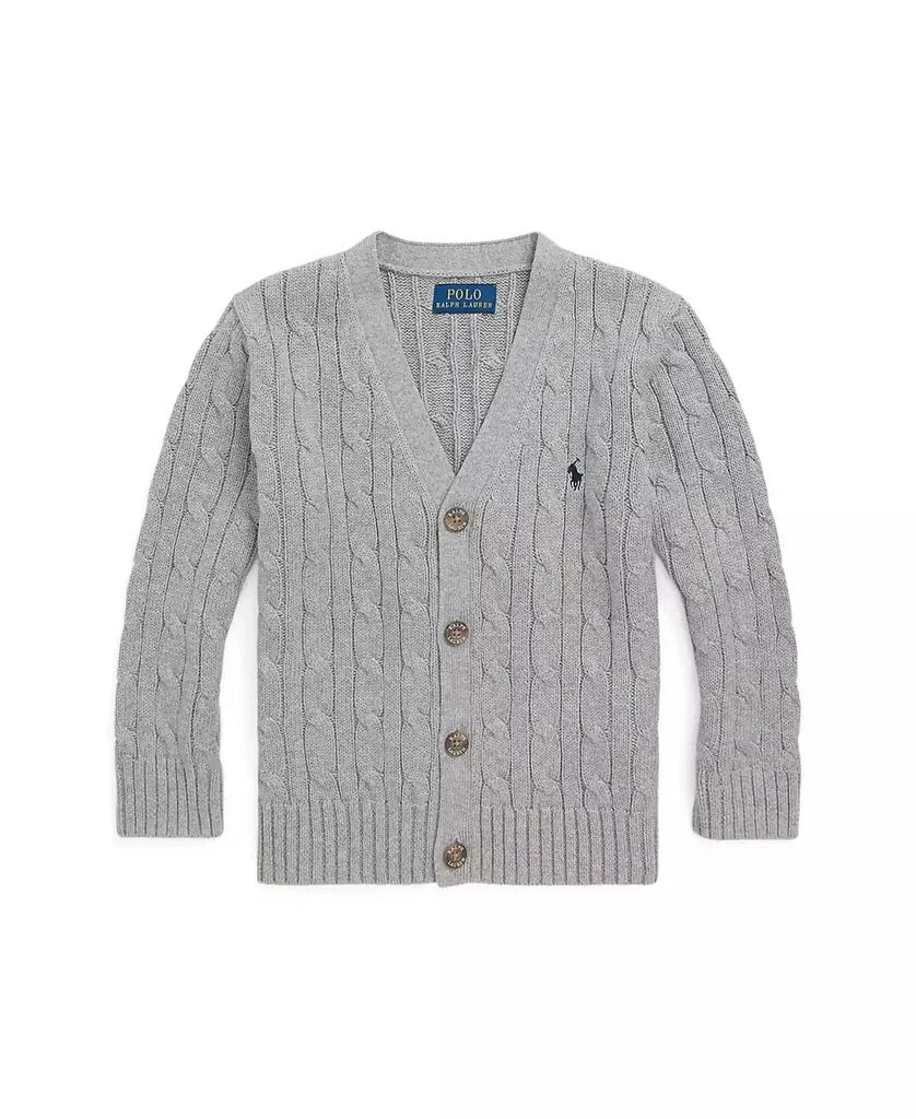 商品Ralph Lauren|Toddler and Little Boys Cable-Knit Cotton V-Neck Cardigan Sweater,价格¥494,第4张图片详细描述