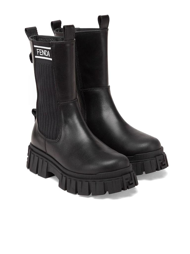 Fendi Black Leather Junior Biker Boots商品第2张图片规格展示