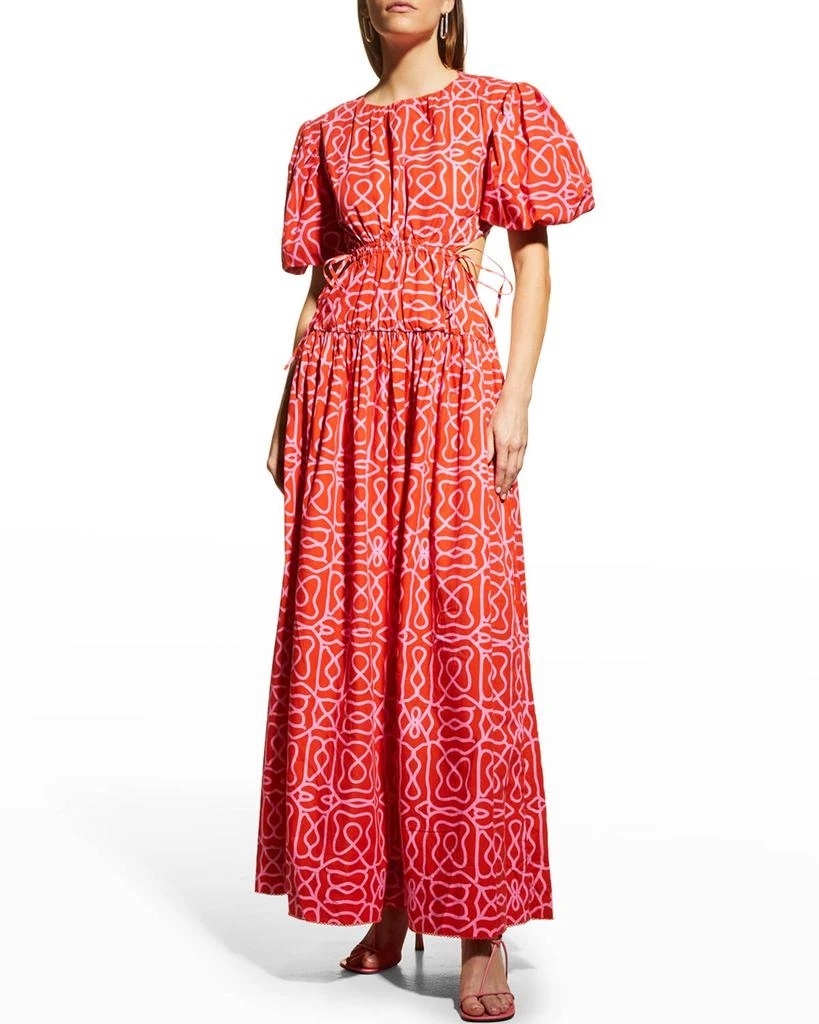 商品Agua by Agua Bendita|Samba Printed Linen Open-Back Maxi Dress,价格¥1560,第1张图片
