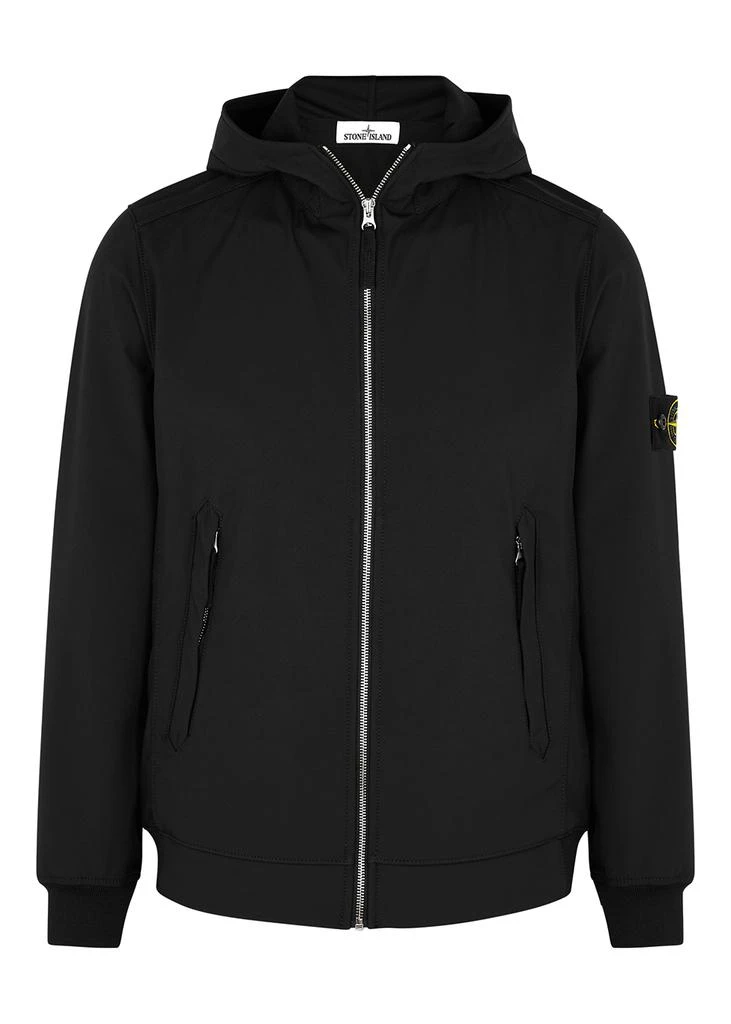 商品Stone Island|Black hooded soft-shell jacket 连帽外套,价格¥3540,第1张图片