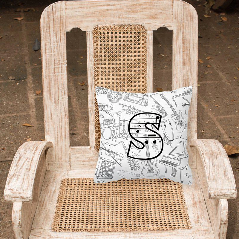 商品Caroline's Treasures|14 in x 14 in Outdoor Throw PillowLetter S Musical Note Letters Fabric Decorative Pillow 15 X 15 IN,价格¥269,第2张图片详细描述