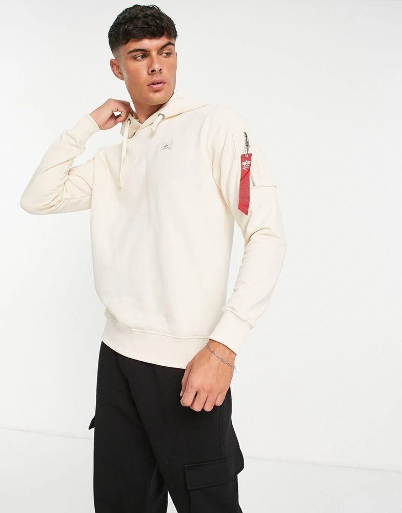 商品Alpha Industries|Alpha Industries X-Fit hoodie in off white,价格¥525,第1张图片