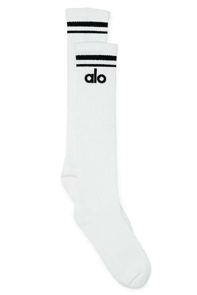 商品Alo|Women's Knee-High Throwback Sock - White/Black,价格¥210,第1张图片