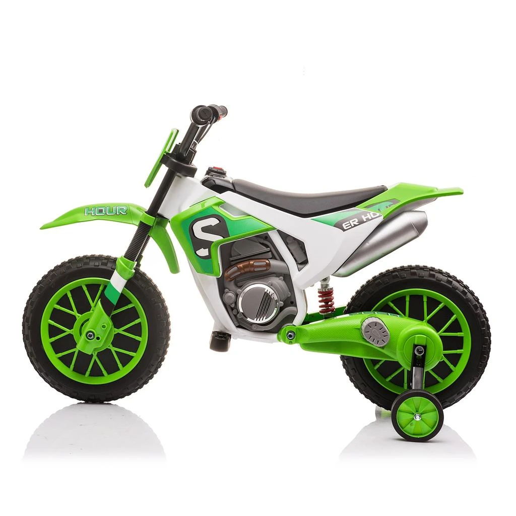 商品Streamdale Furniture|Streamdale Green Electric Kids Ride On Motorbike with Safety Features and Powerful Motors,价格¥2949,第3张图片详细描述