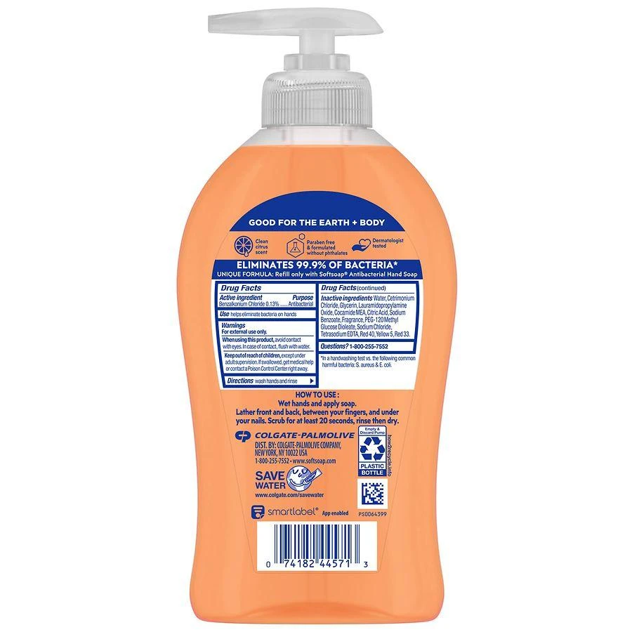 商品Softsoap|Antibacterial Liquid Hand Soap Clean Citrus,价格¥25,第2张图片详细描述