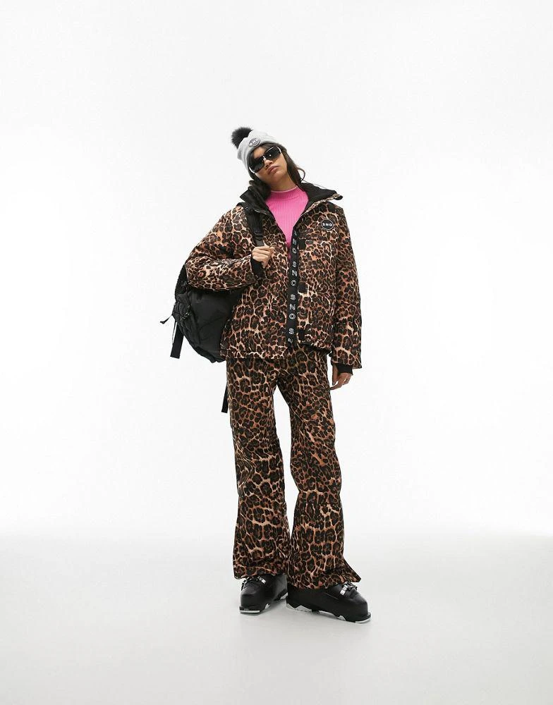 商品Topshop|Topshop Sno funnel neck puffer ski jacket in leopard print,价格¥843,第5张图片详细描述