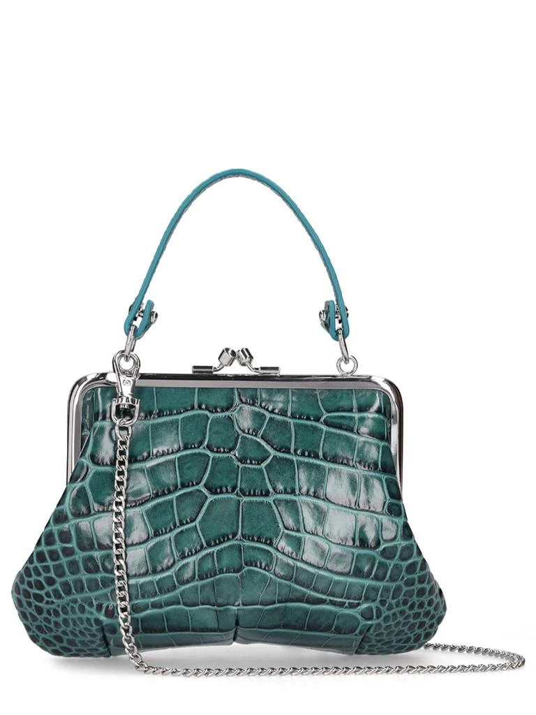 Granny Frame Croc Embossed Leather Bag 商品