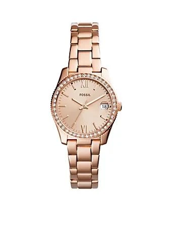 商品Fossil|Gold Tone Stainless Steel Scarlette Three Hand Date Watch,价格¥1204,第1张图片