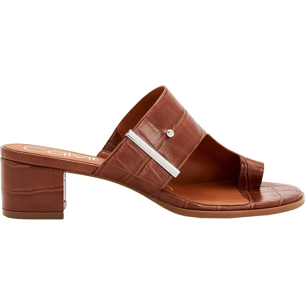 商品Calvin Klein|Calvin Klein Womens Daria Faux Leather Toe Loop Heel Sandals,价格¥402,第3张图片详细描述