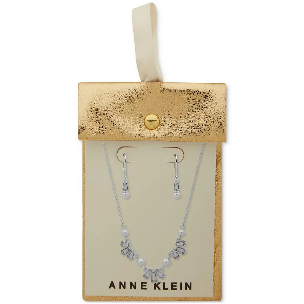 商品Anne Klein|Silver-Tone Crystal & Imitation Pearl Statement Necklace & Drop Earrings Set,价格¥78,第2张图片详细描述