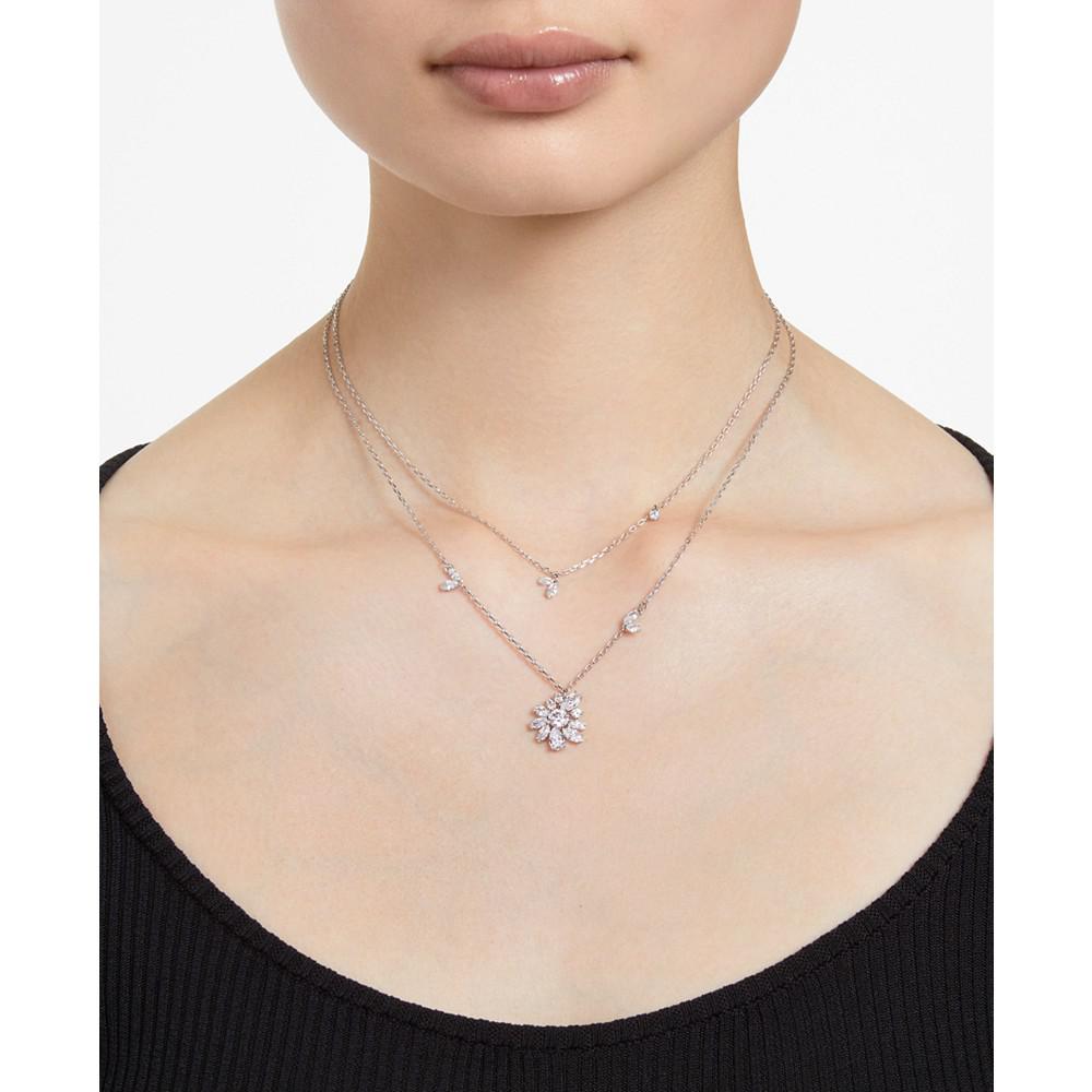 Silver-Tone Crystal Floral Layered Necklace, 14-1/8" + 2" extender商品第5张图片规格展示