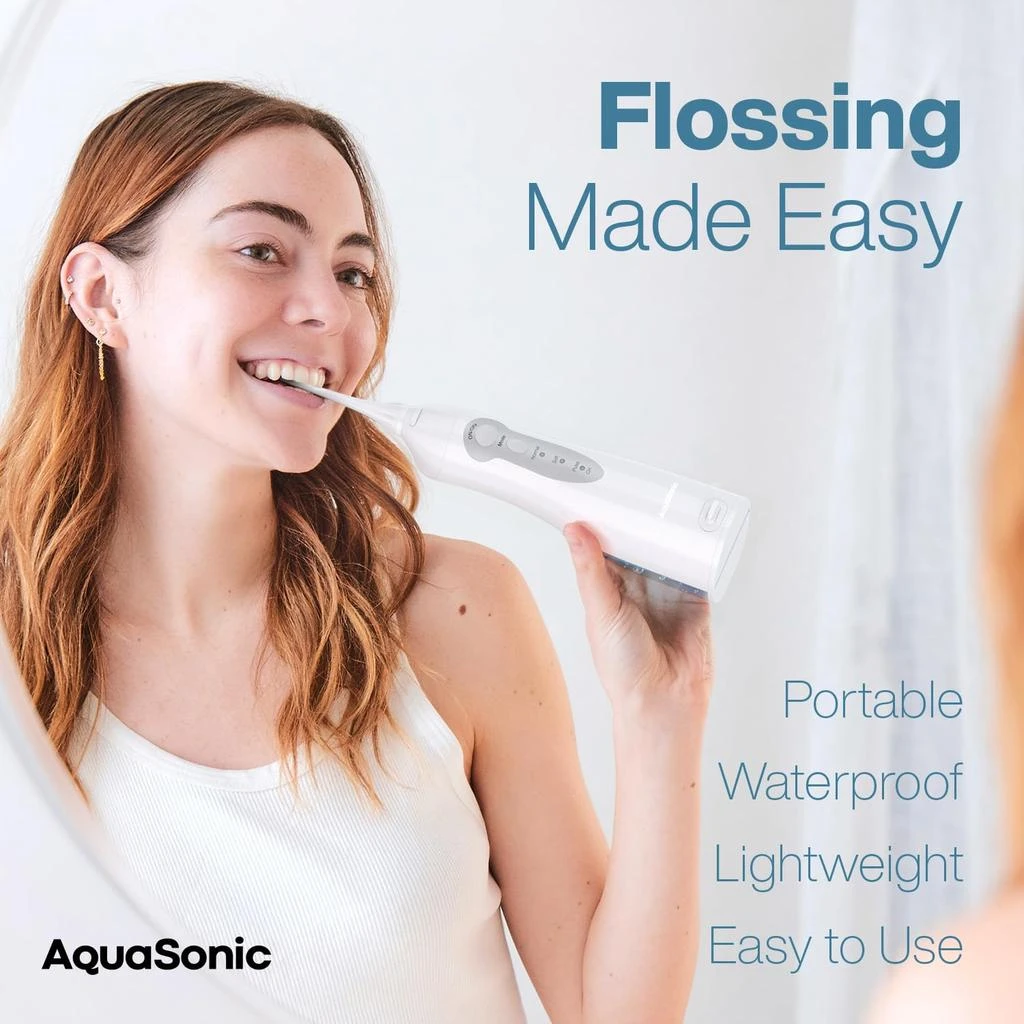 商品AquaSonic|AquaSonic Water Flosser - Cordless Rechargeable Water Flossers for Teeth Cleaning - Waterproof Aqua Flosser, Portable Oral Irrigator for Dental Cleaning with 5 Jet Tips – Braces Home Travel,价格¥255,第2张图片详细描述