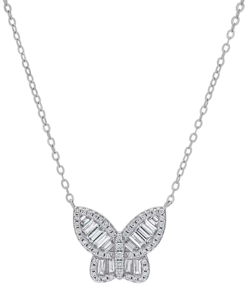 商品Macy's|Lab-Grown White Sapphire Baguette Butterfly 18" Pendant Necklace (3/4 ct. t.w.) in Sterling Silver,价格¥271,第1张图片