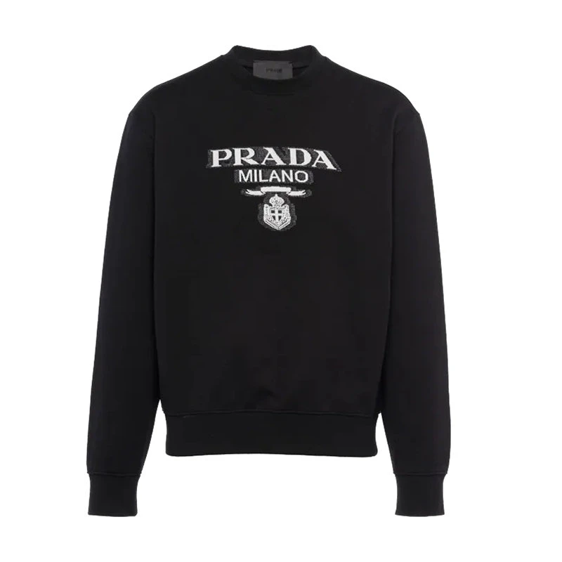 商品Prada|【预售3-7天】普拉达 男士黑色/白色平纹针织棉质卫衣UJL148_1Y13_F0967_S_202,价格¥10001,第1张图片