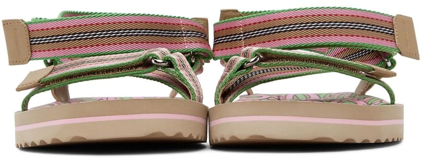 商品Burberry|SSENSE Exclusive Pink & Green Patterson Flat Sandals,价格¥1019,第2张图片详细描述