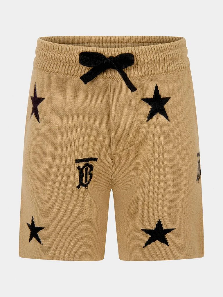 商品Burberry|Burberry Beige Baby Boys Wool Star And Monogram Shorts,价格¥1788,第1张图片