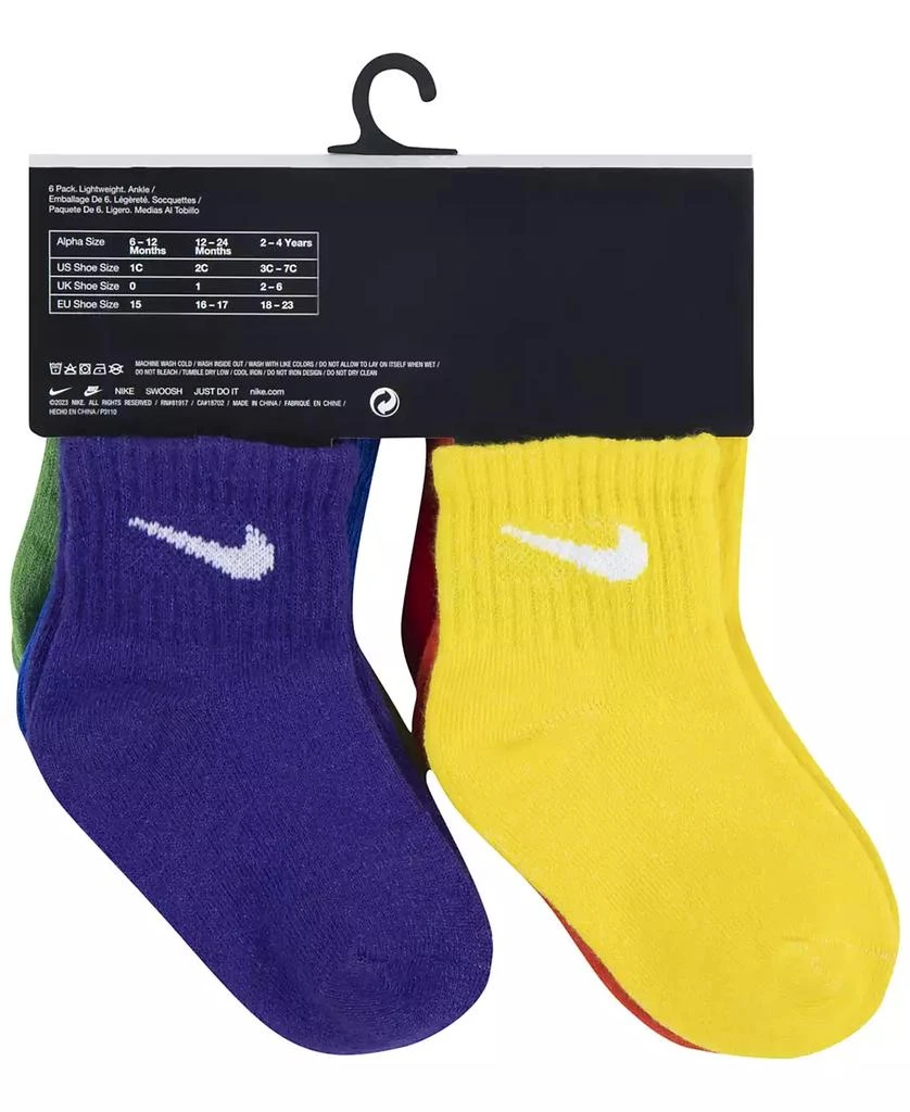 商品NIKE|Baby and Toddler Boys or Girls Swoosh Ankle Socks, Pack of 6,价格¥122,第4张图片详细描述