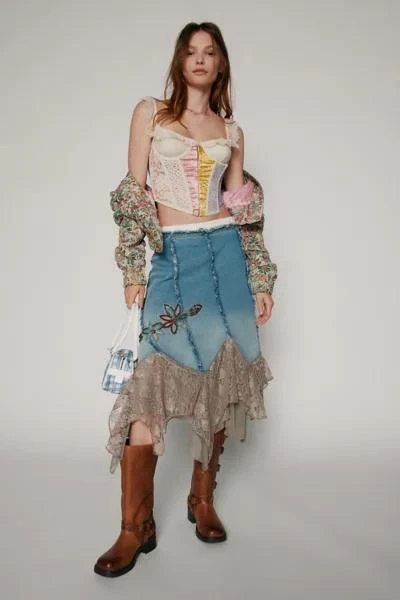 商品Kimchi Blue|Kimchi Blue Talia Denim & Lace Midi Skirt,价格¥894,第1张图片