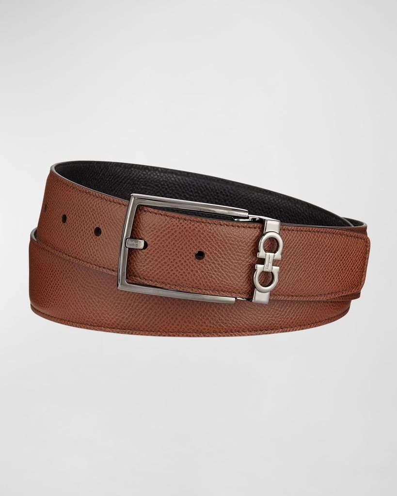 商品Salvatore Ferragamo|Men's Textured Leather Belt with Gancini Detail,价格¥3670,第1张图片