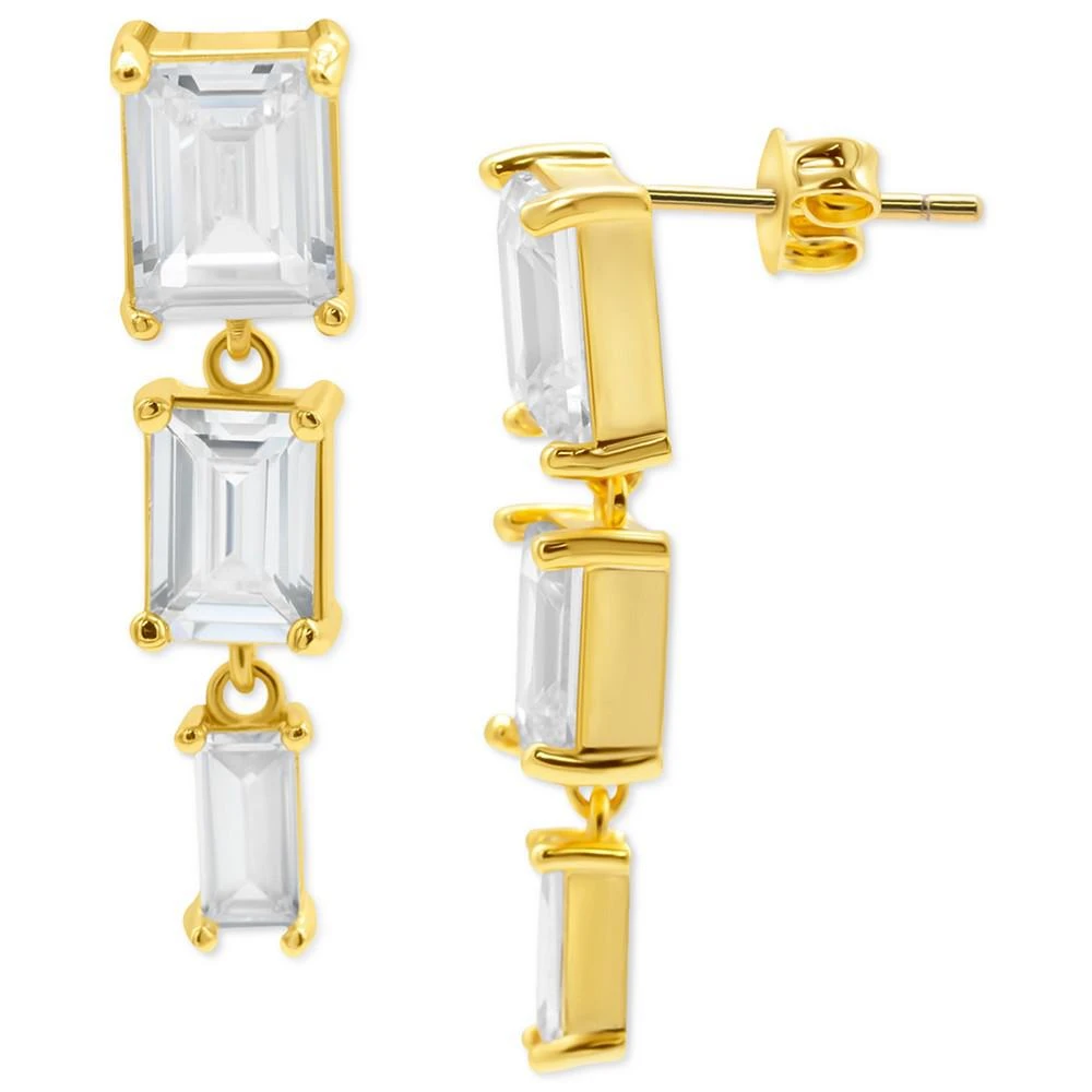 商品ADORNIA|14k Gold-Plated Rectangle Crystal Triple Drop Earrings,价格¥220,第2张图片详细描述